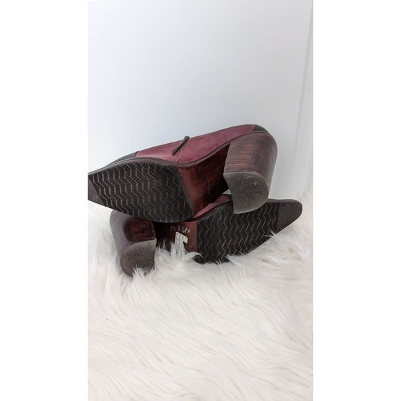 Moore Lime Peru Leather Pointy Toe Lace Up Oxford Stacked Heel Pumps Sz 6 - Picture 6 of 7